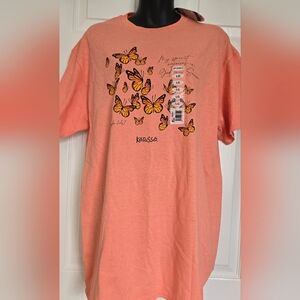 Kerusso Christian Butterfly Peach Graphic T Shirt Bible Verse Large